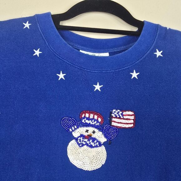The quacker factory vintage patriotic snowman sweater size M - Picture 6 of 6